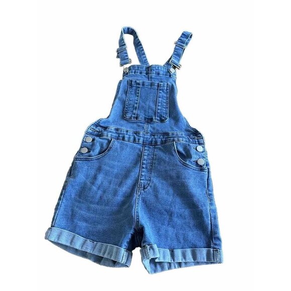 Shein Women's Roll Up Hem Denim Overall Romper Light Wash Blue Size 4 - Picture 1 of 8